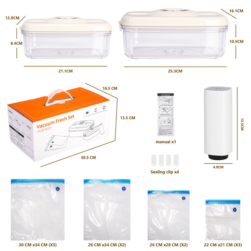 Livego 17Pcs Vacuum Seal Containers Vacuum Sealer For Food Savers, With